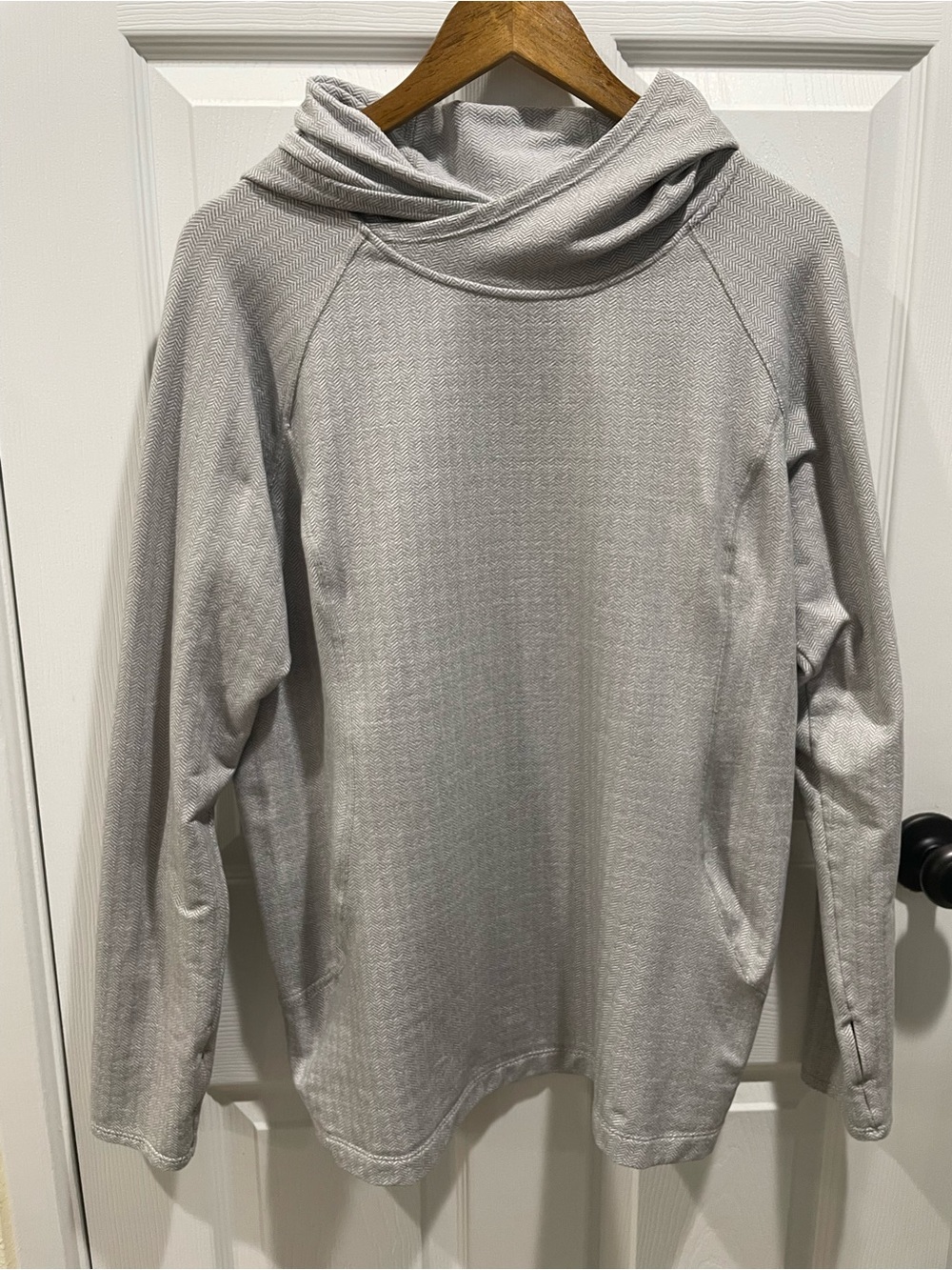 Patagonia Active Herringbone Pullover Cowl Neck Hoodie Gray XL